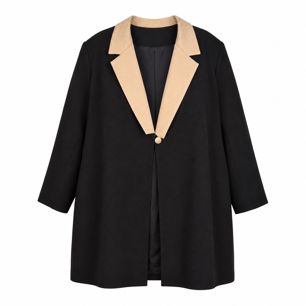 Chad Stevens Blazer 26W Black Cream Contrast Shawl Collar Vintage Tuxedo Style
